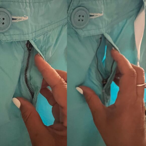 90s/Y2K Vintage Steve & Barry Turquoise Micro Shorts Size 8 Midrise Belted Boho - Picture 14 of 17